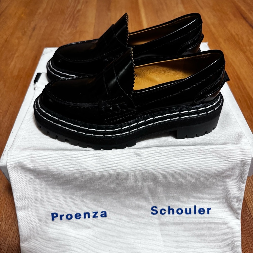 Proenza Schouler Black Leather Lug Sole Platform Loafers EU 35 NWT - Picture 3 of 16